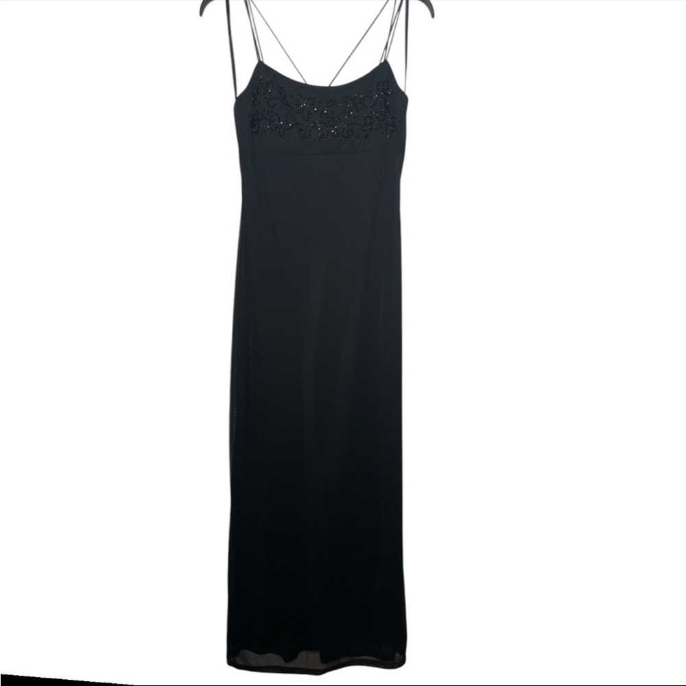 Byer Too! Vtg Y2K Black baby doll beaded Dress empire waist size women’s Medium